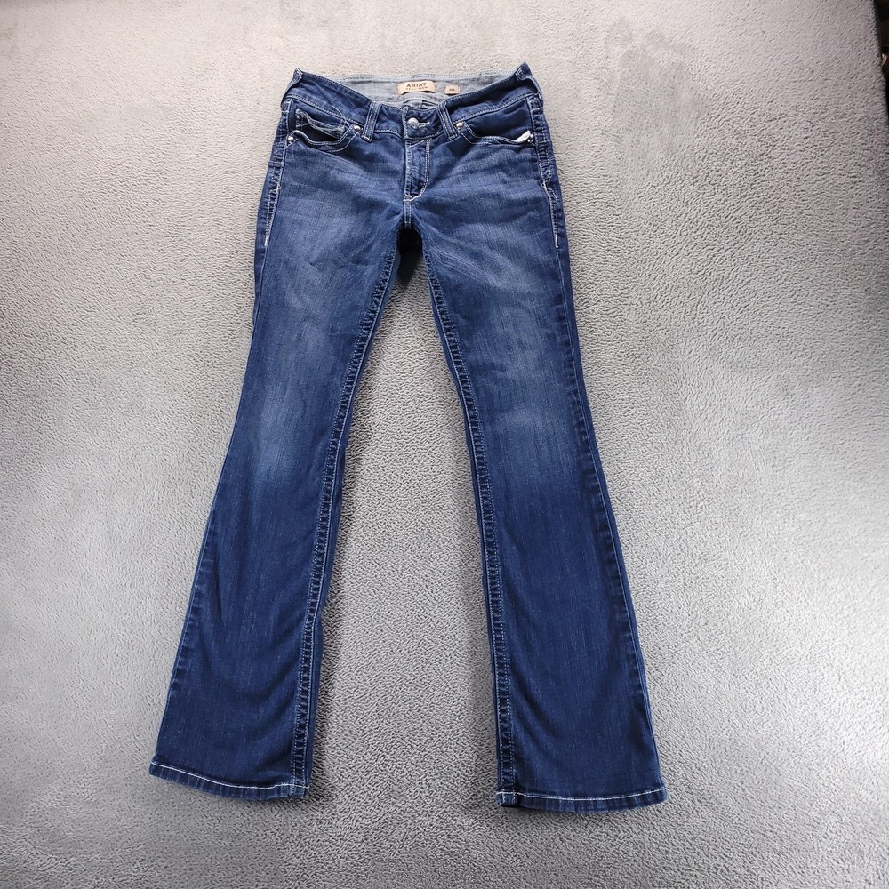 Ariat Real Jeans Womens 30 Blue Low Rise Bootcut Dark Wash Stretch Cowgirl